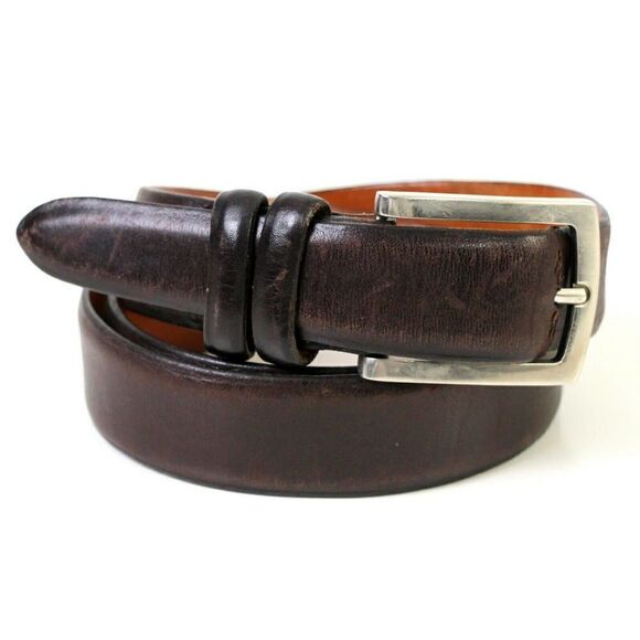 VTG Trafalgar BROWN GENUINE LEATHER 1 1/8"Wd CASUAL DRESS MEN'S BELT 34/85 (65M - Picture 1 of 12